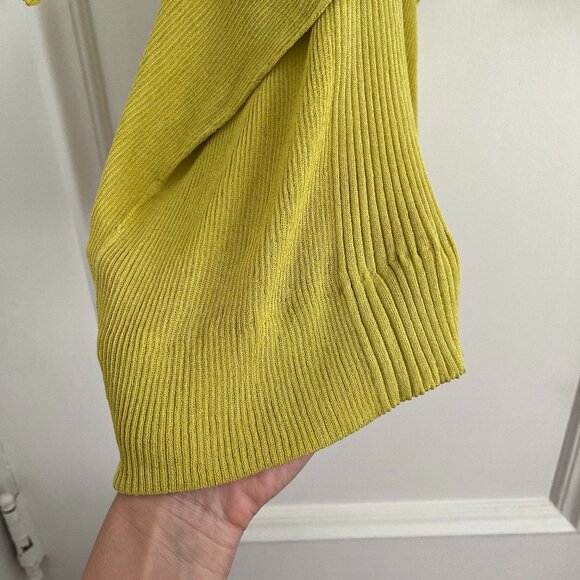 Bottega Veneta Lime Green Rib Seamless Silk Dress Large - Picture 4 of 6